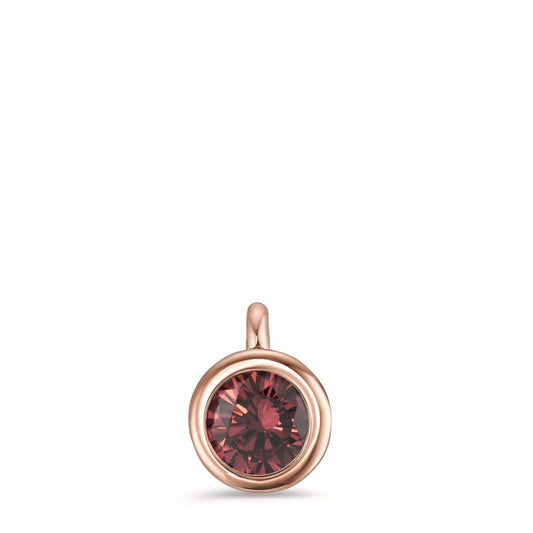 Charm-Anhänger Joy Roségold aus Edelstahl und Scarlet Red Zirkonia, Ø7mm