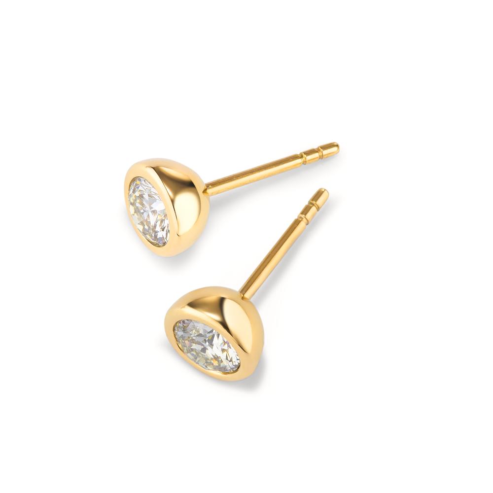 Ohrstecker Joy Gold aus Edelstahl mit Crystal White Zirkonia, Ø7mm