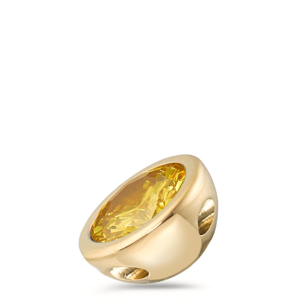 Anhänger Joy Gold aus Edelstahl mit Imperial Yellow Zirkonia, Ø13mm