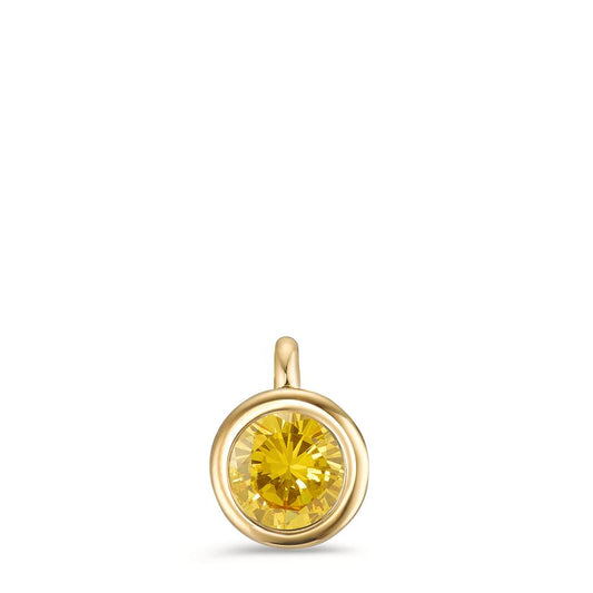 Pendentif Acier inoxydable Zircone jaune jaune PVD Ø7 mm