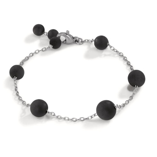 Armkette aus Edelstahl mit Carbon-Pearls verstellbar