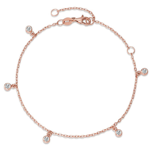 Armband Zilver Zirkonia 5 Steen Rosé Verguld 16-19 cm