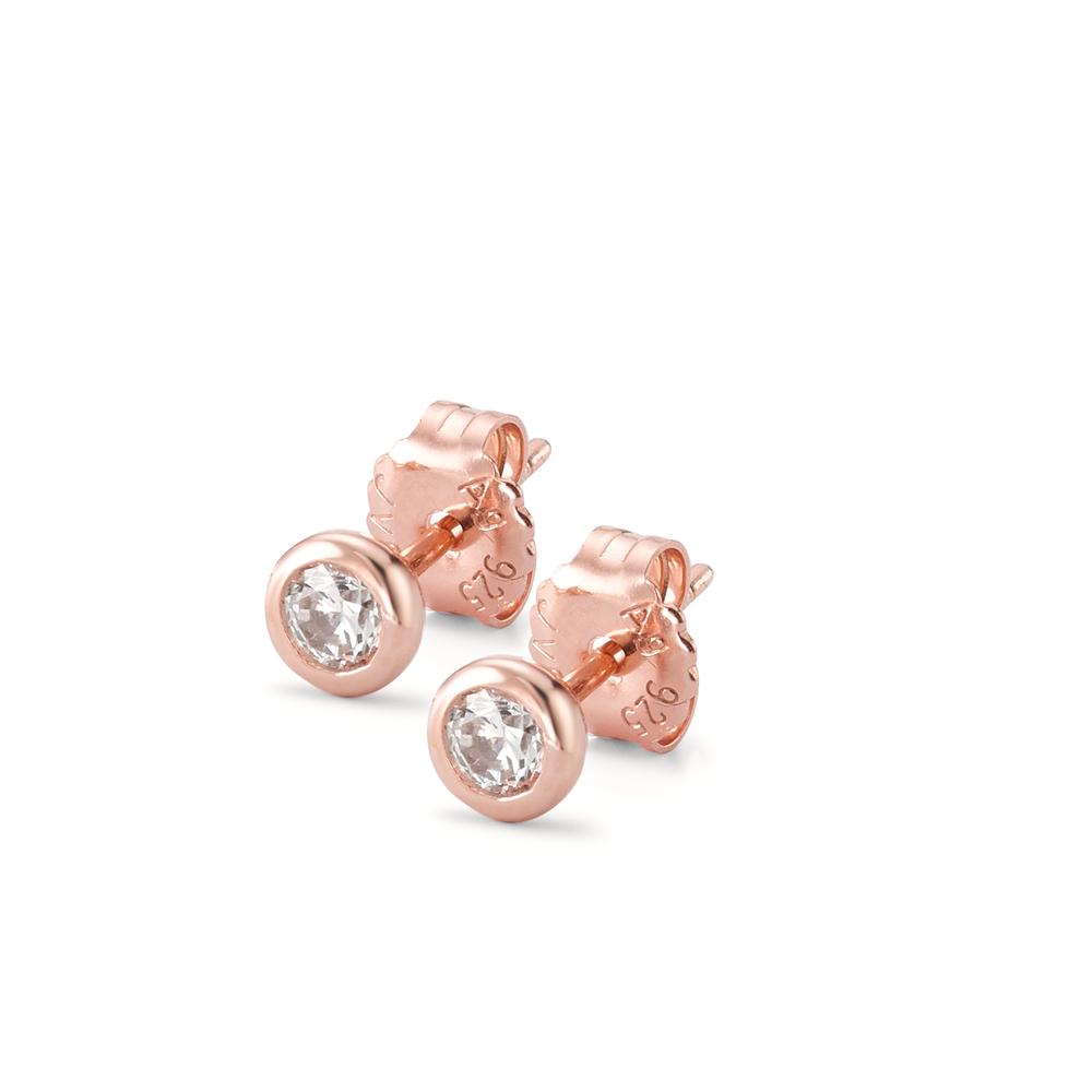 Ohrstecker Silber Zirkonia 2 Steine rosé vergoldet Ø5 mm