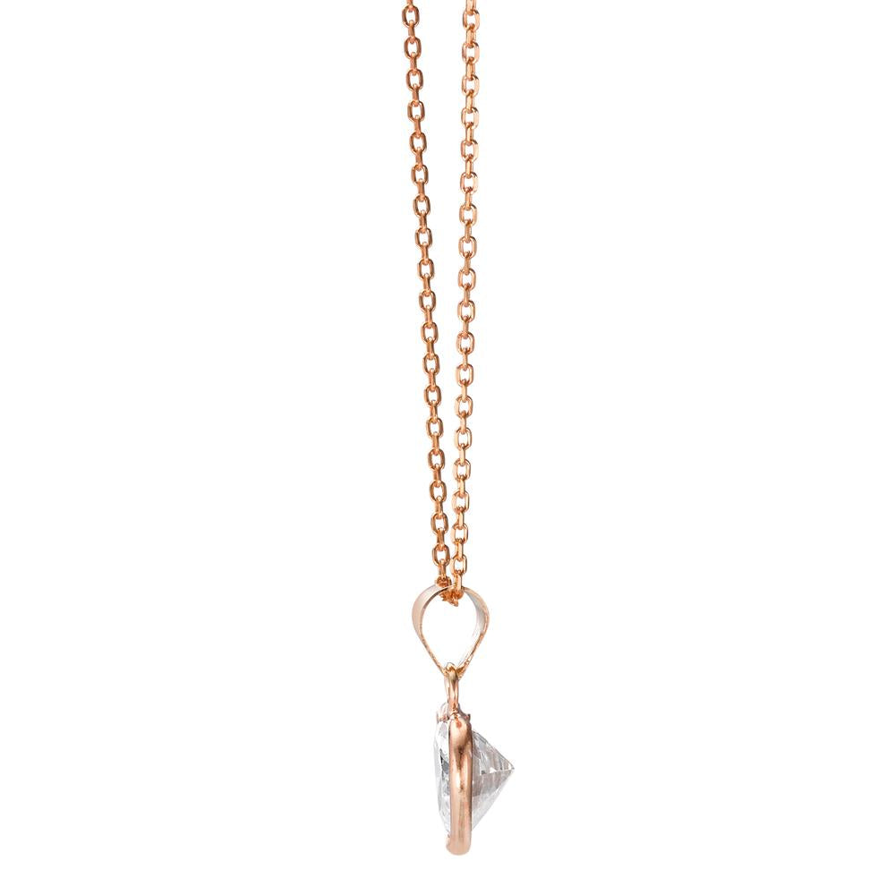 Collier met hanger Zilver Zirkonia Rosé Verguld Hart 38-40 cm Ø8 mm