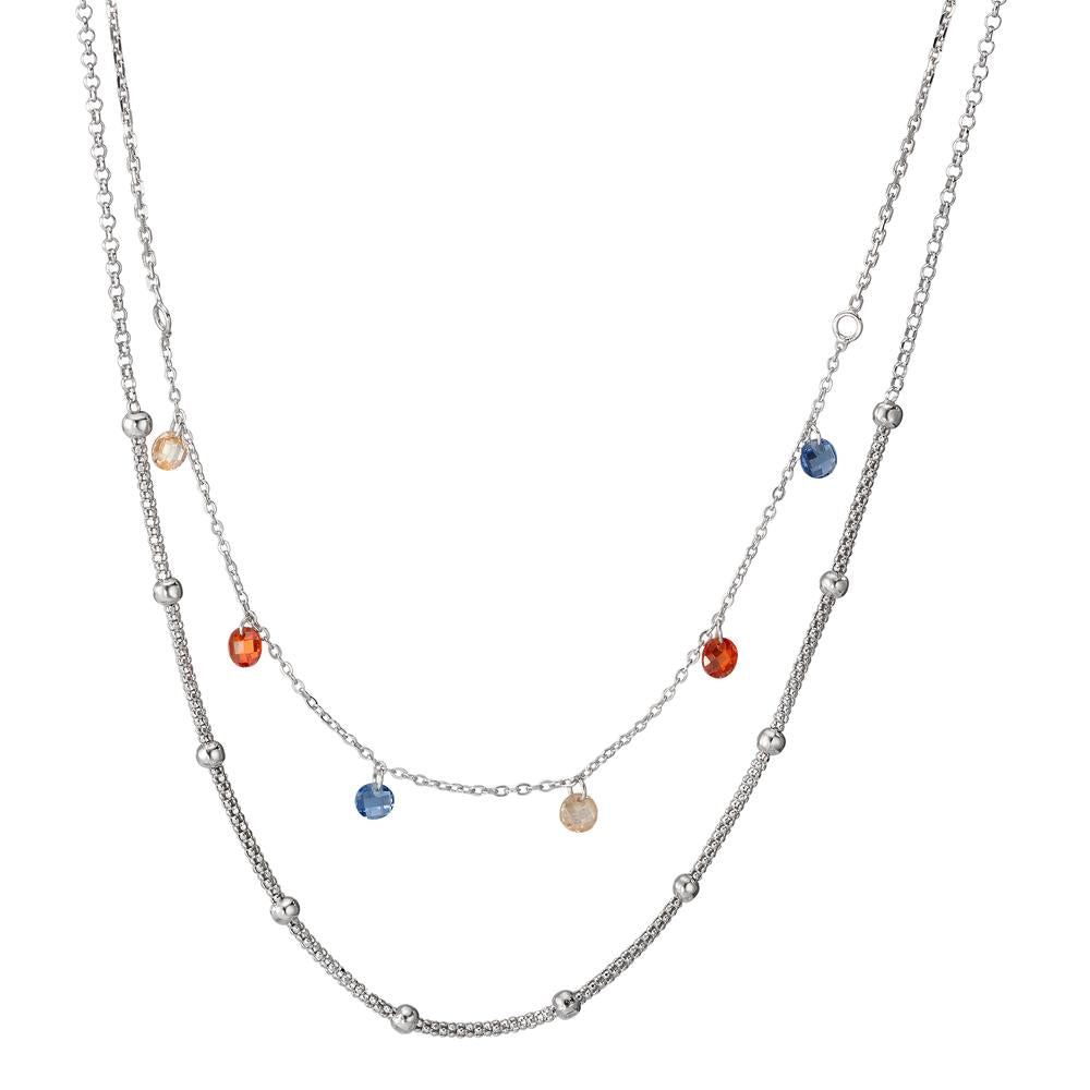 Collier Zilver Zirkonia kleurrijk, 5 Steen Gerhodineerd 40-42 cm