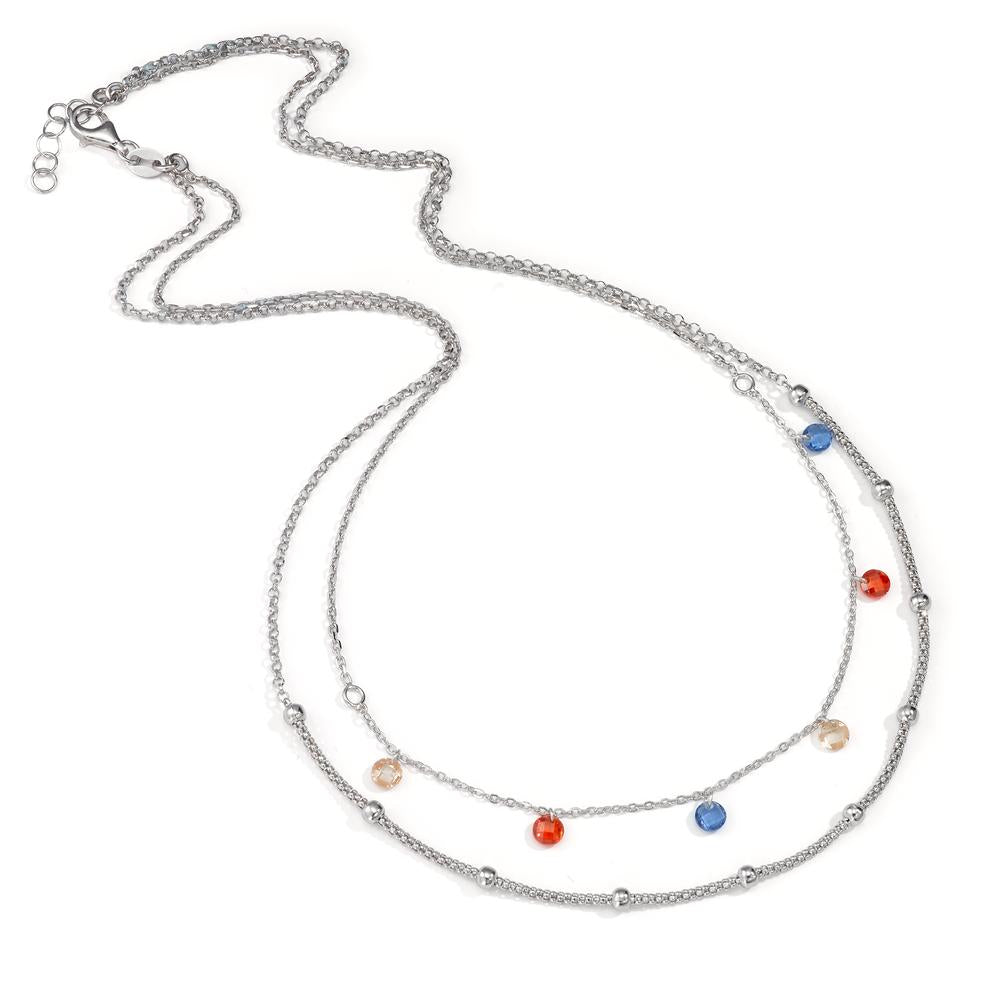 Collier Zilver Zirkonia kleurrijk, 5 Steen Gerhodineerd 40-42 cm