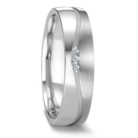 Partnerring Roestvrijstaal Diamant 0.06 ct, 3 Steen, w-si