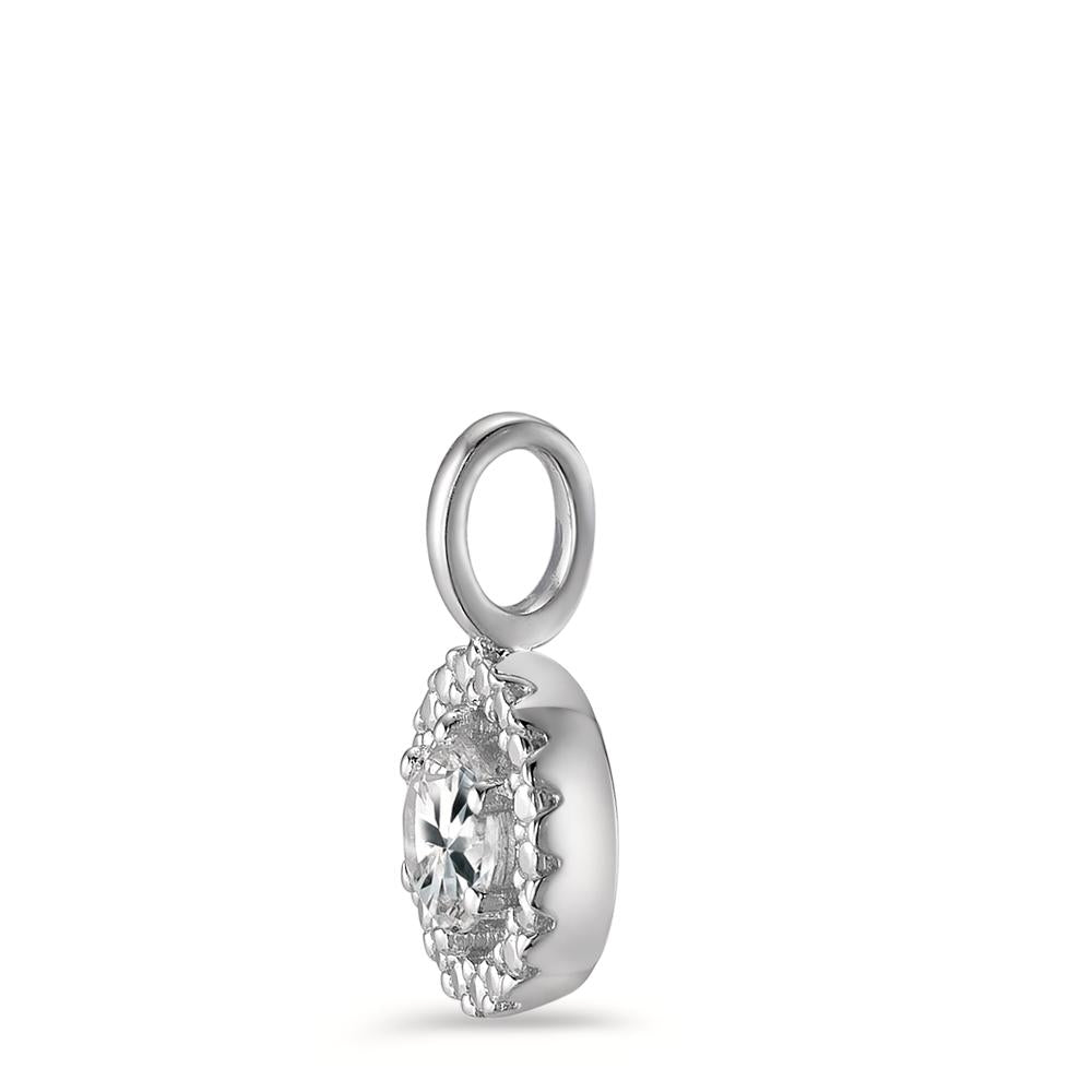 Pendentif Or blanc 9K Zircone Ø7 mm