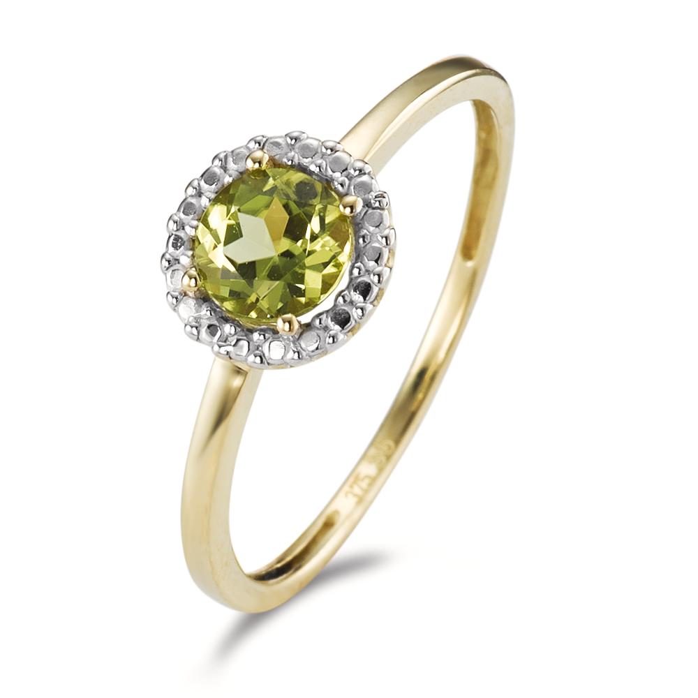 Fingerring 375/9 K Gelbgold Peridot grün bicolor Ø7 mm