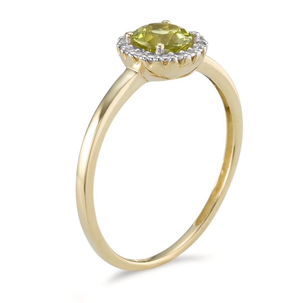 Bague Or jaune 9K Péridot vert Bicolore Ø7 mm