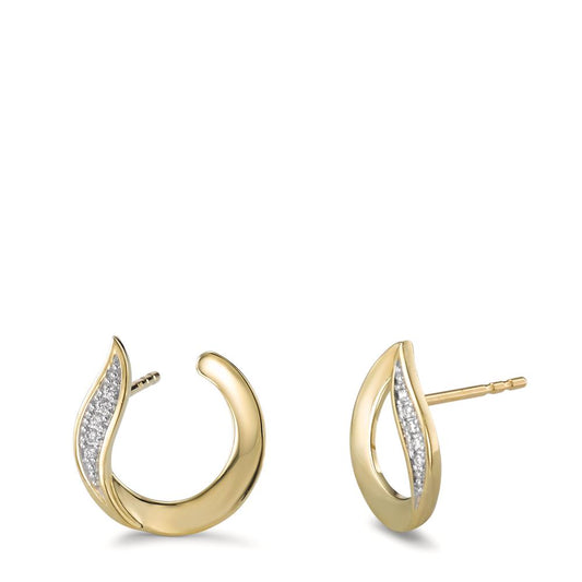 Clous d'oreilles Or jaune 9K Diamant 0.05 ct, 10 Pierres, brillant, w-si Bicolore Ø13.5 mm