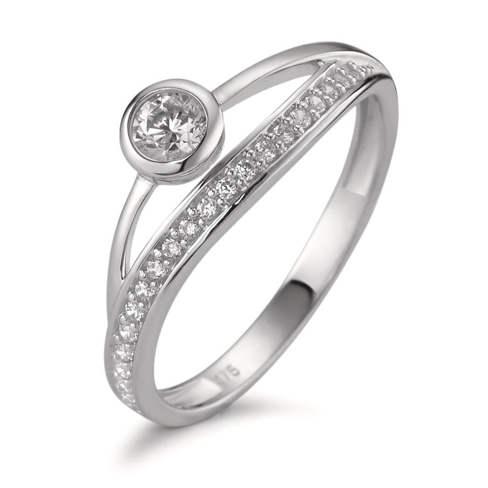 Fingerring 375/9 K Weissgold Zirkonia 21 Steine