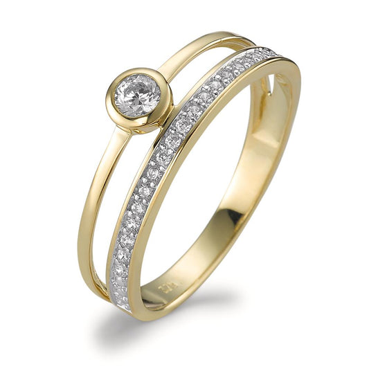 Fingerring 375/9 K Gelbgold Zirkonia 20 Steine bicolor