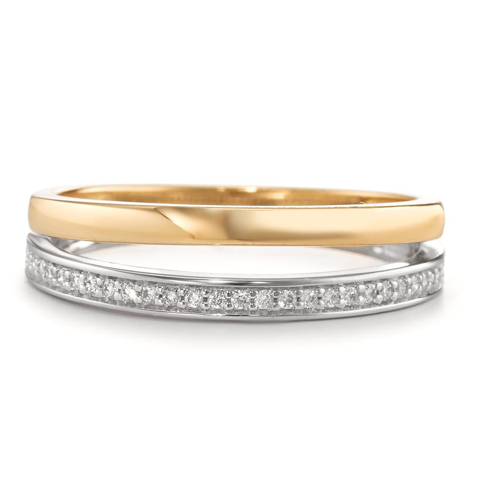 Ring 750/18 krt geel goud, 750/18K krt witgoud Diamant 0.08 ct, 21 Steen, [Brillant], w-si