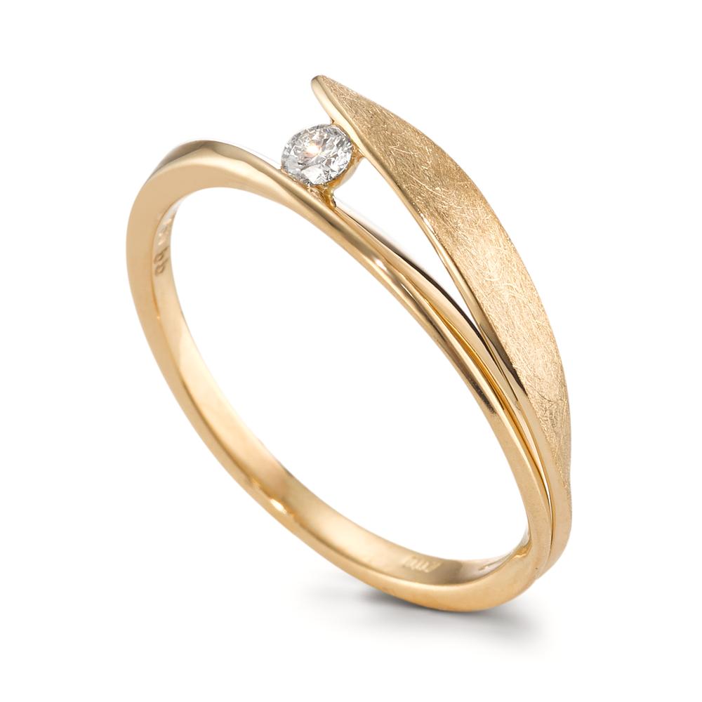 Bague Or jaune 18K Diamant 0.07 ct, brillant, w-si