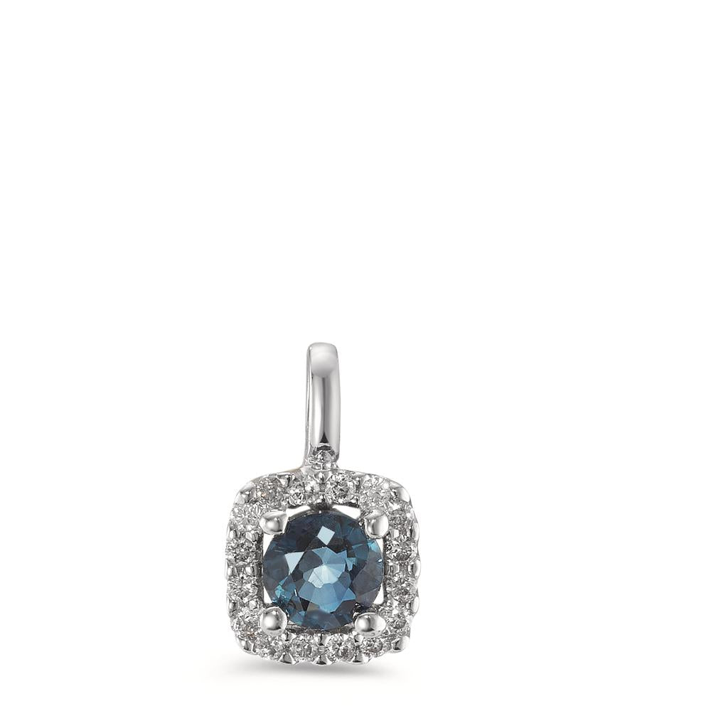 Hanger 750/18K krt witgoud Saffier blauw, Diamant wit, 0.07 ct, 12 Steen, w-si Ø6.5 mm