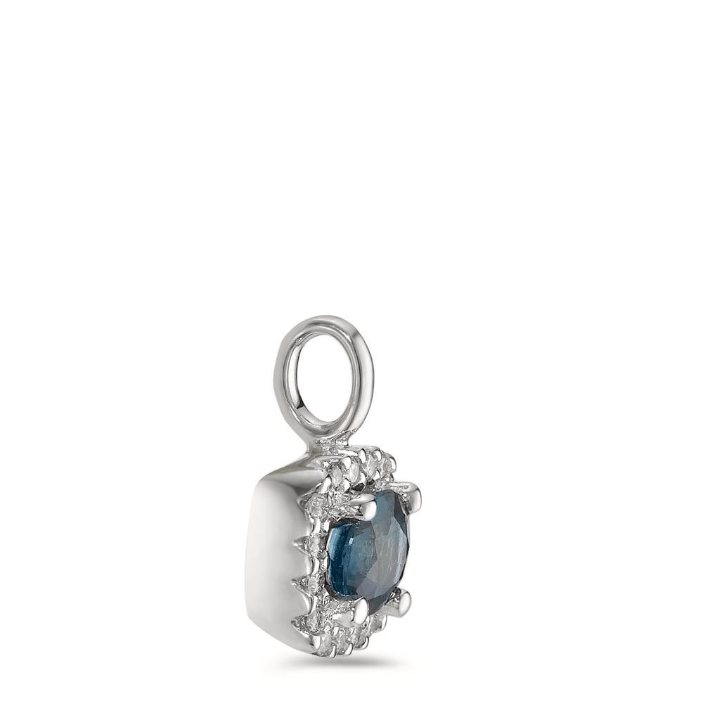 Hanger 750/18K krt witgoud Saffier blauw, Diamant wit, 0.07 ct, 12 Steen, w-si Ø6.5 mm