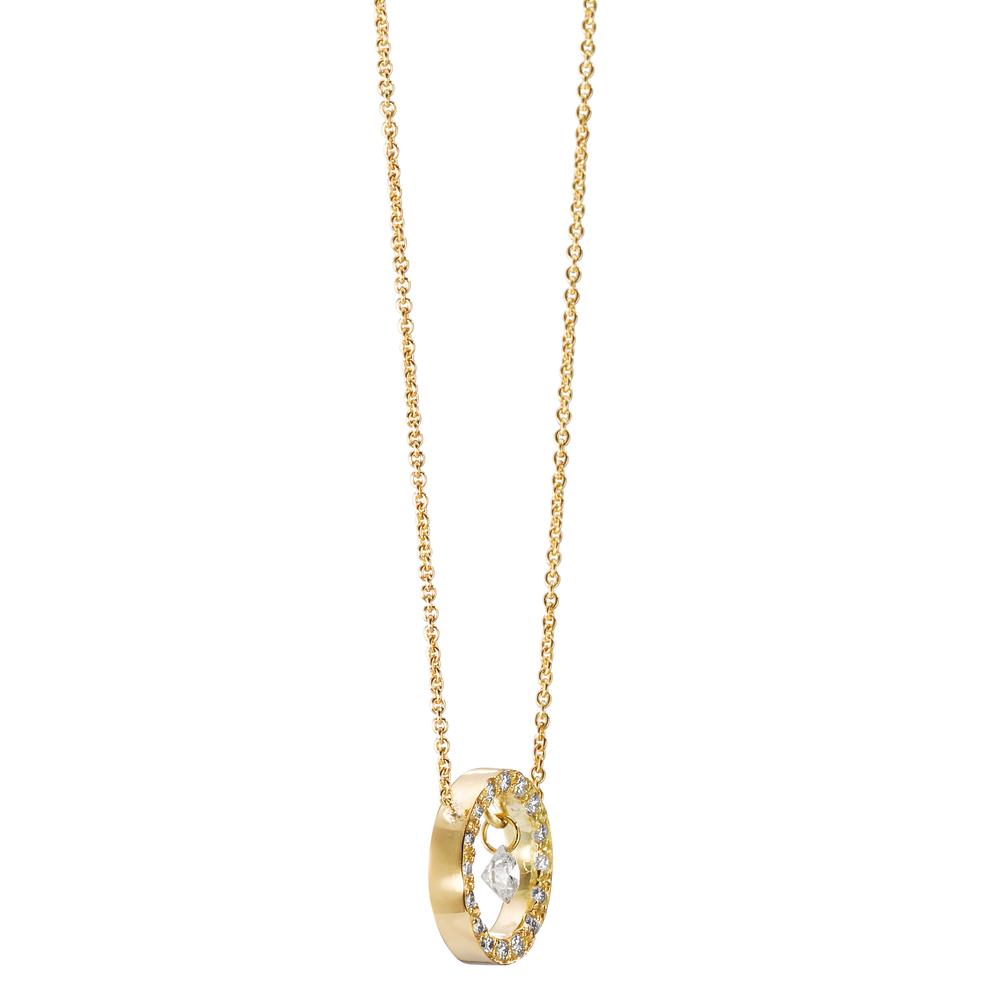 Collier Or jaune 18K Diamant 0.14 ct, 17 Pierres, w-si 40-42 cm