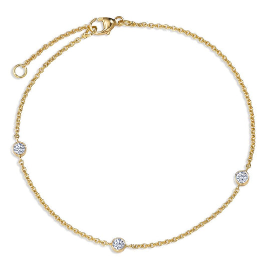 Bracelet Or jaune 18K Diamant 0.18 ct, 3 Pierres, w-si 16-18 cm