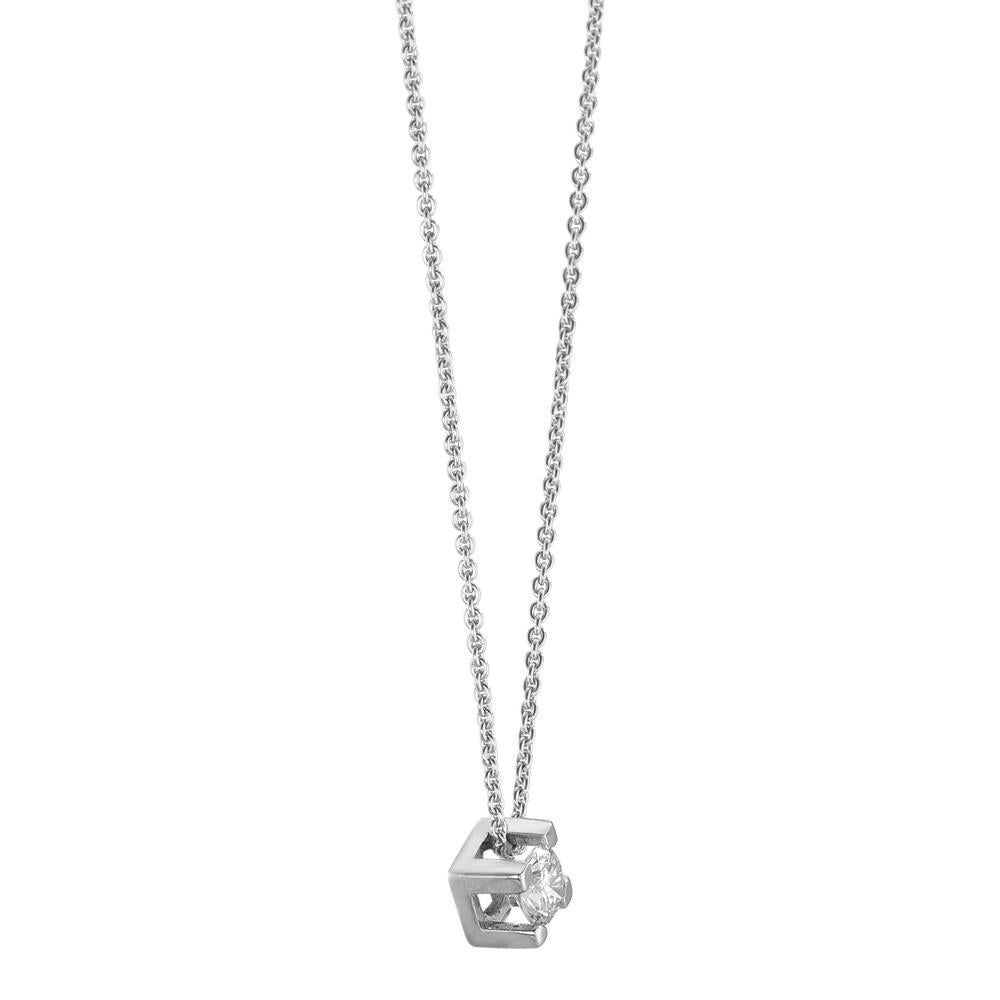 Collier 750/18 K Weissgold Diamant 0.10 ct, w-si verstellbar