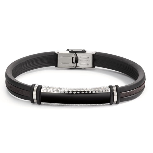 Bracelet Cuir, Acier inoxydable, Caoutchouc 22 cm