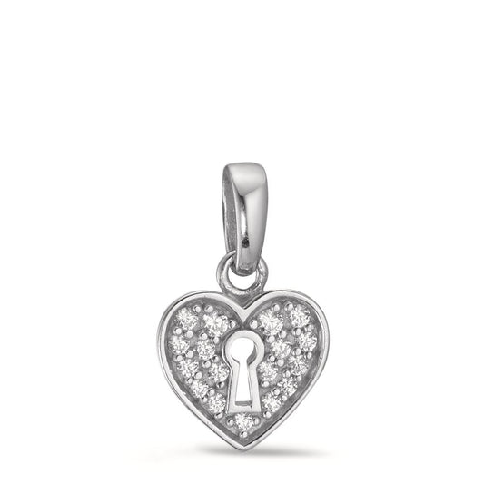 Pendentif Argent Zircone 17 Pierres Rhodié Coeur Ø9.5 mm