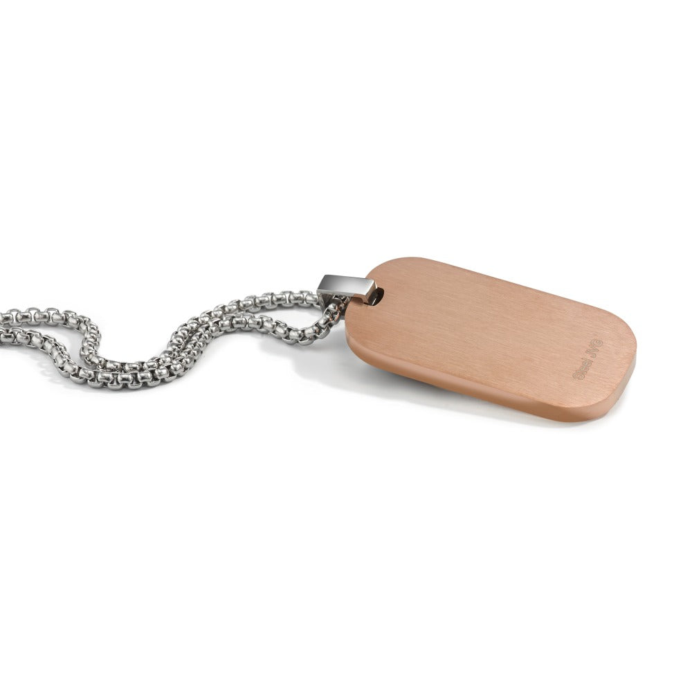 Collier met hanger Roestvrijstaal, Carbon Rosé IP-gecoat 55 cm