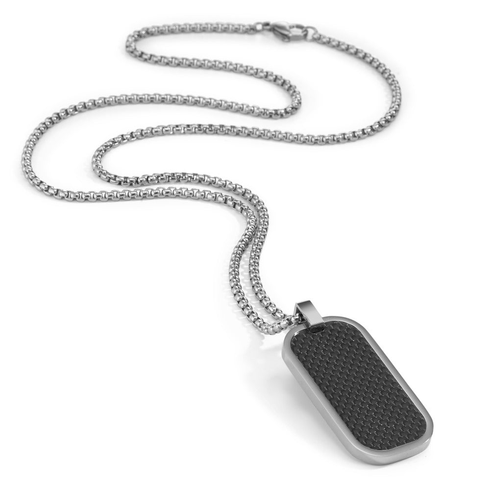 Collier met hanger Roestvrijstaal, Carbon 55 cm