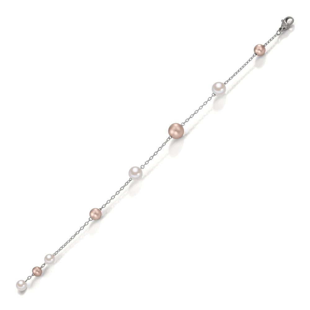 Bracelet Acier inoxydable, Aluminium rosé PVD perle de culture 17-18.5 cm Ø8 mm