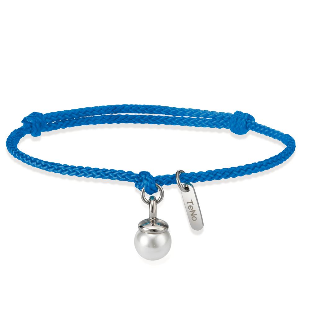 Pearl Drop Armband Arya - Blau - Edelstahl mit Muschelperle Ø7 mm verstellbar