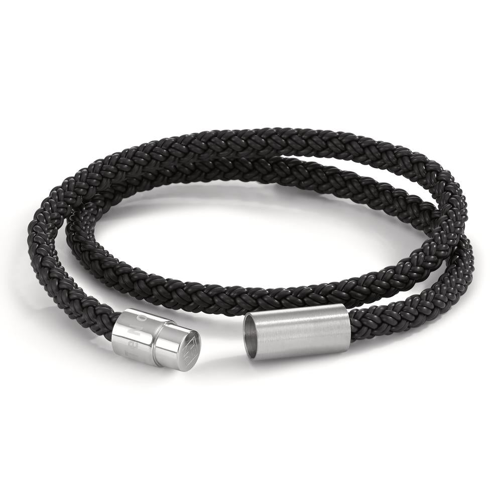 Wickelarmband Heritage Sport, Edelstahl, Silikon-Kautschuk schwarz, 21cm