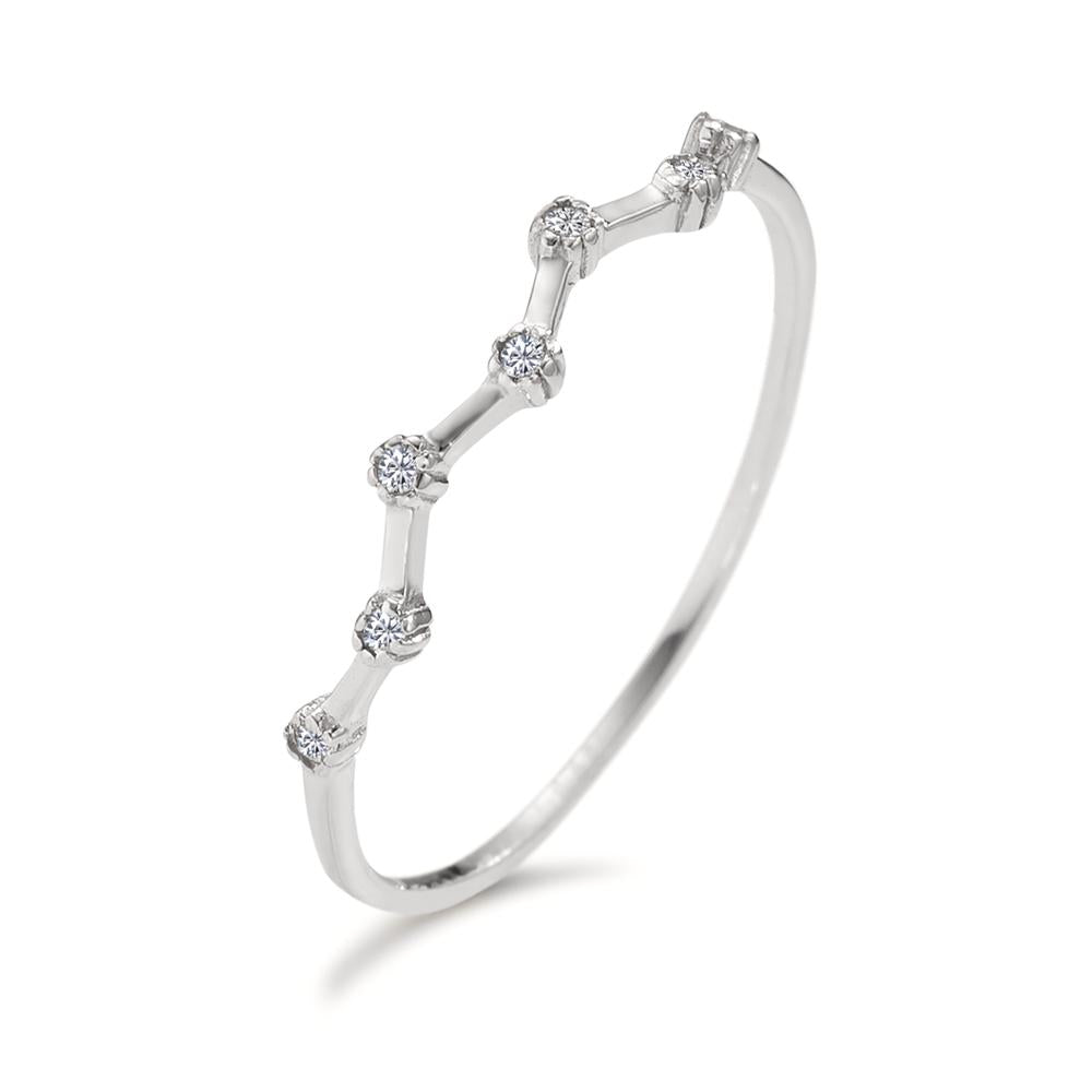 Fingerring Silber Zirkonia 7 Steine rhodiniert