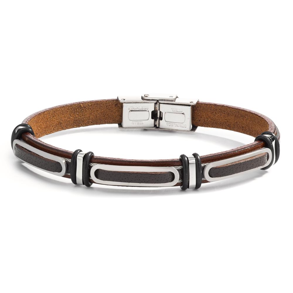 Bracelet Cuir, Acier inoxydable 21 cm