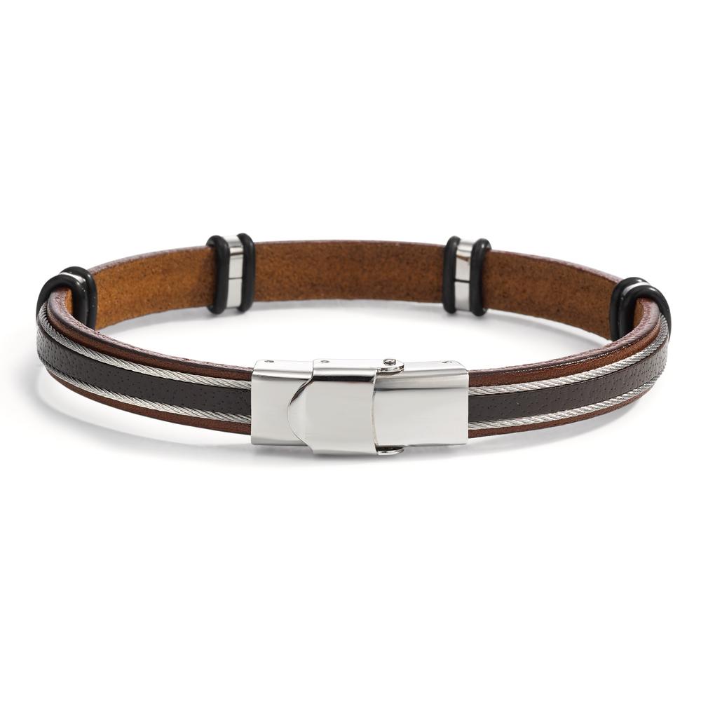 Bracelet Cuir, Acier inoxydable 21 cm