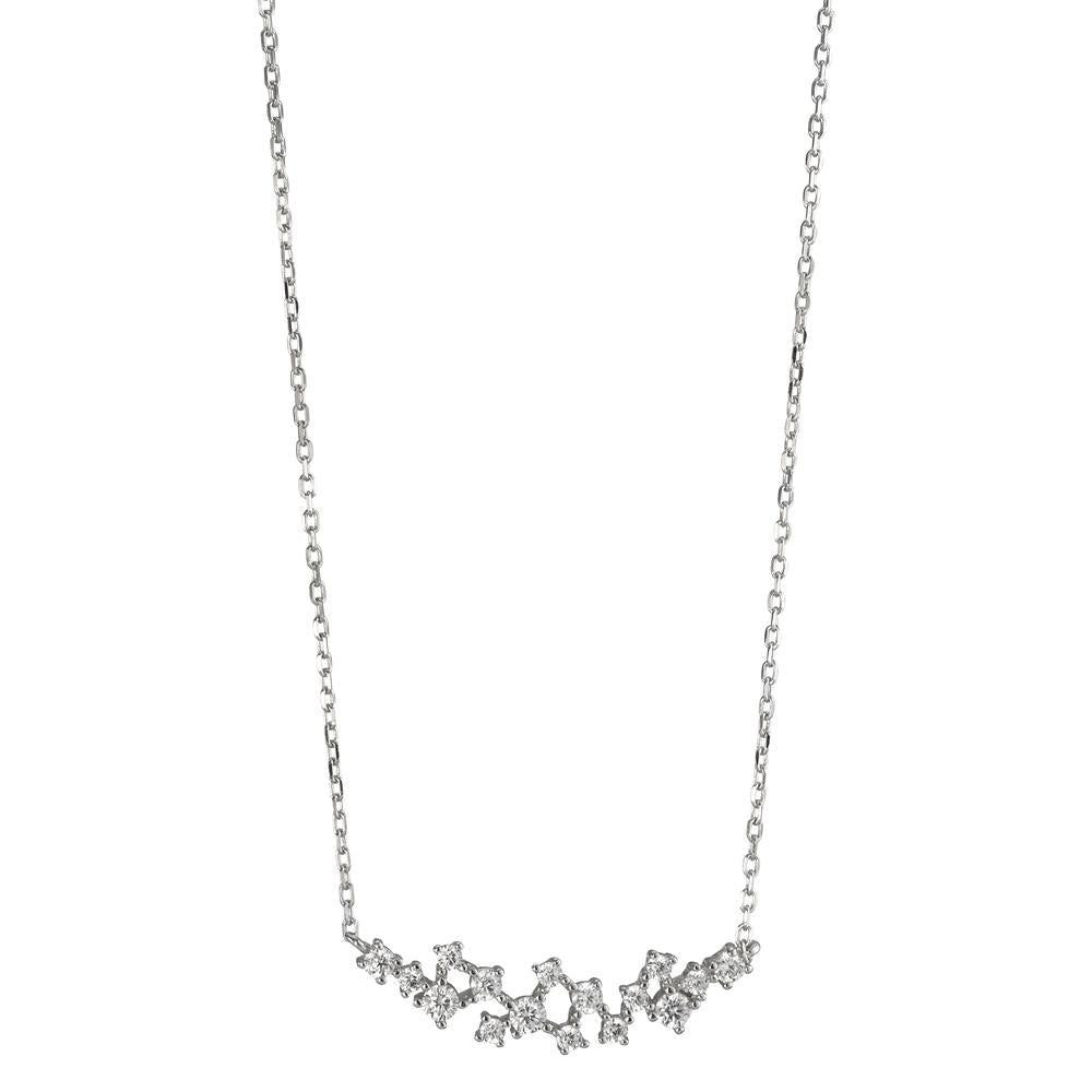 Collier Argent Zircone blanc, 16 Pierres Rhodié 39-44 cm