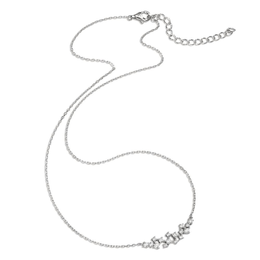 Collier Zilver Zirkonia wit, 16 Steen Gerhodineerd 39-44 cm