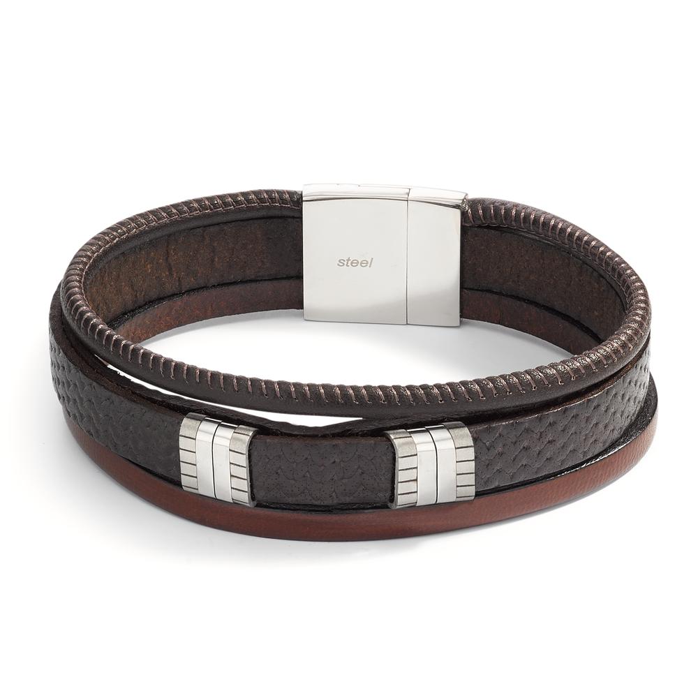 Armband Leder, Roestvrijstaal 21 cm