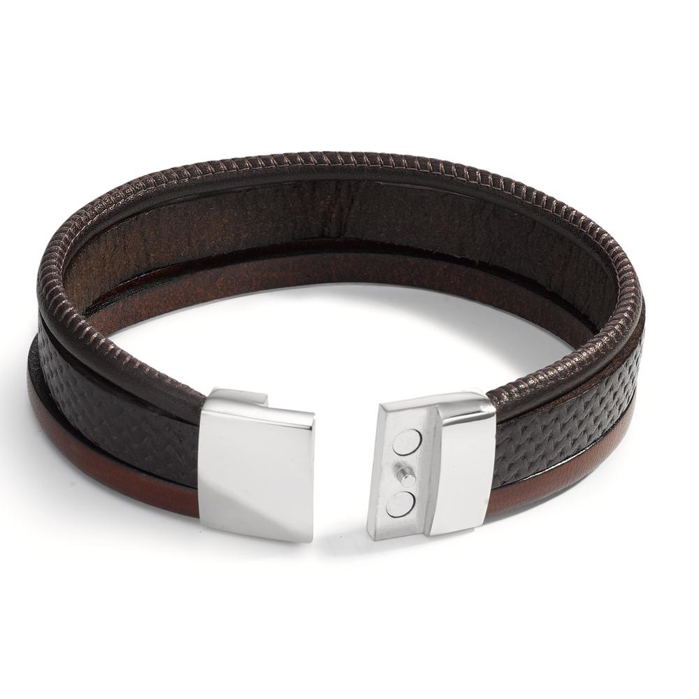 Armband Leder, Roestvrijstaal 21 cm