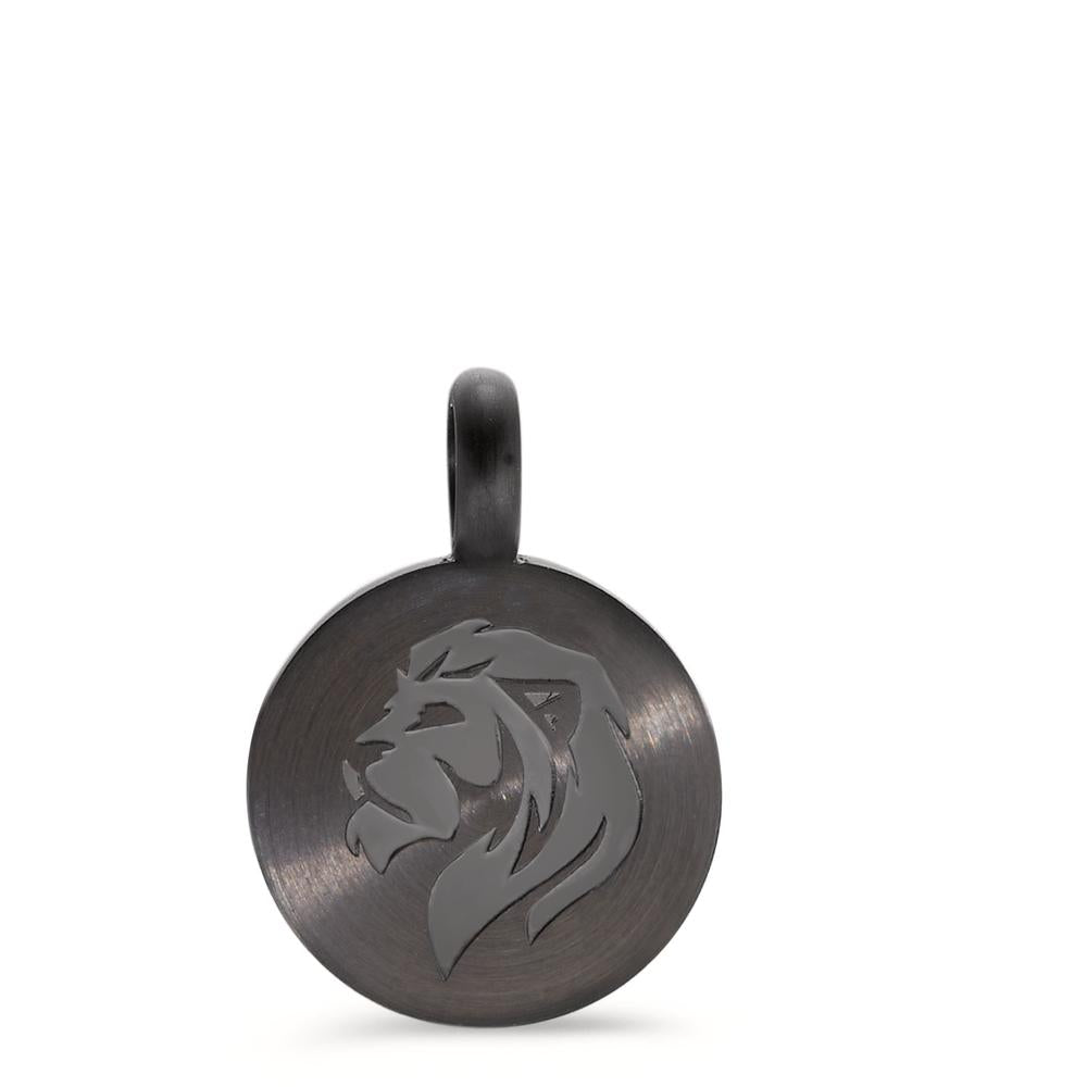 Pendentif Acier inoxydable noir PVD Lion Ø11 mm