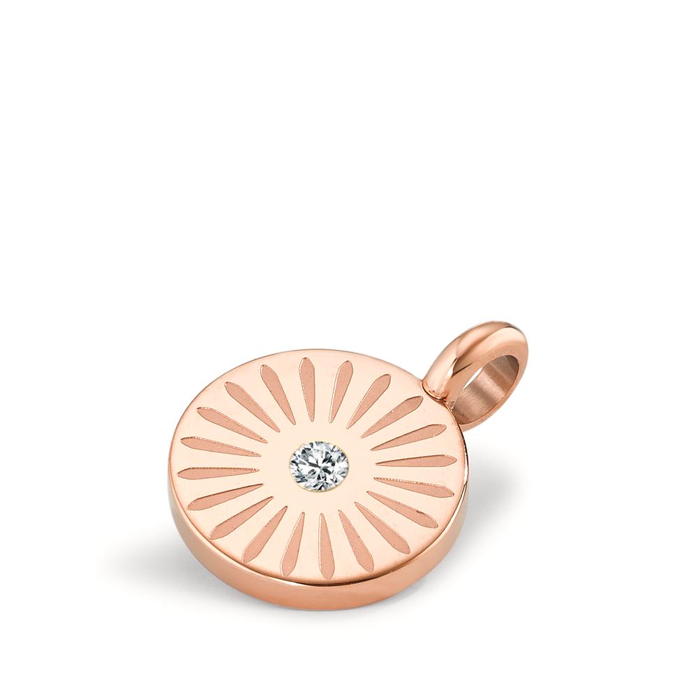 Pendentif Acier inoxydable Zircone rosé PVD Ø11 mm