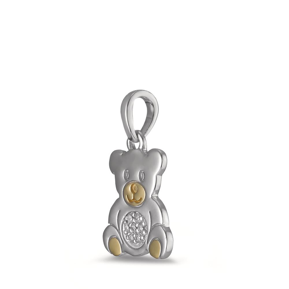 Pendentif Argent Zircone 7 Pierres jaune Bicolore Ours