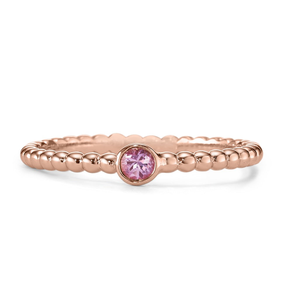 Solitaire ring 750/18 krt rood goud Saffier roze