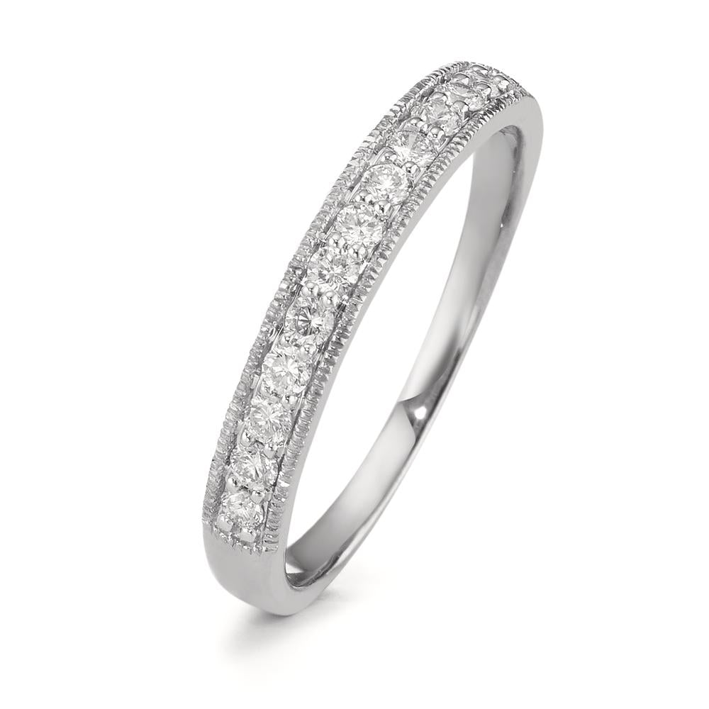 Memory ring 750/18K krt witgoud Diamant 0.25 ct, 12 Steen, w-si