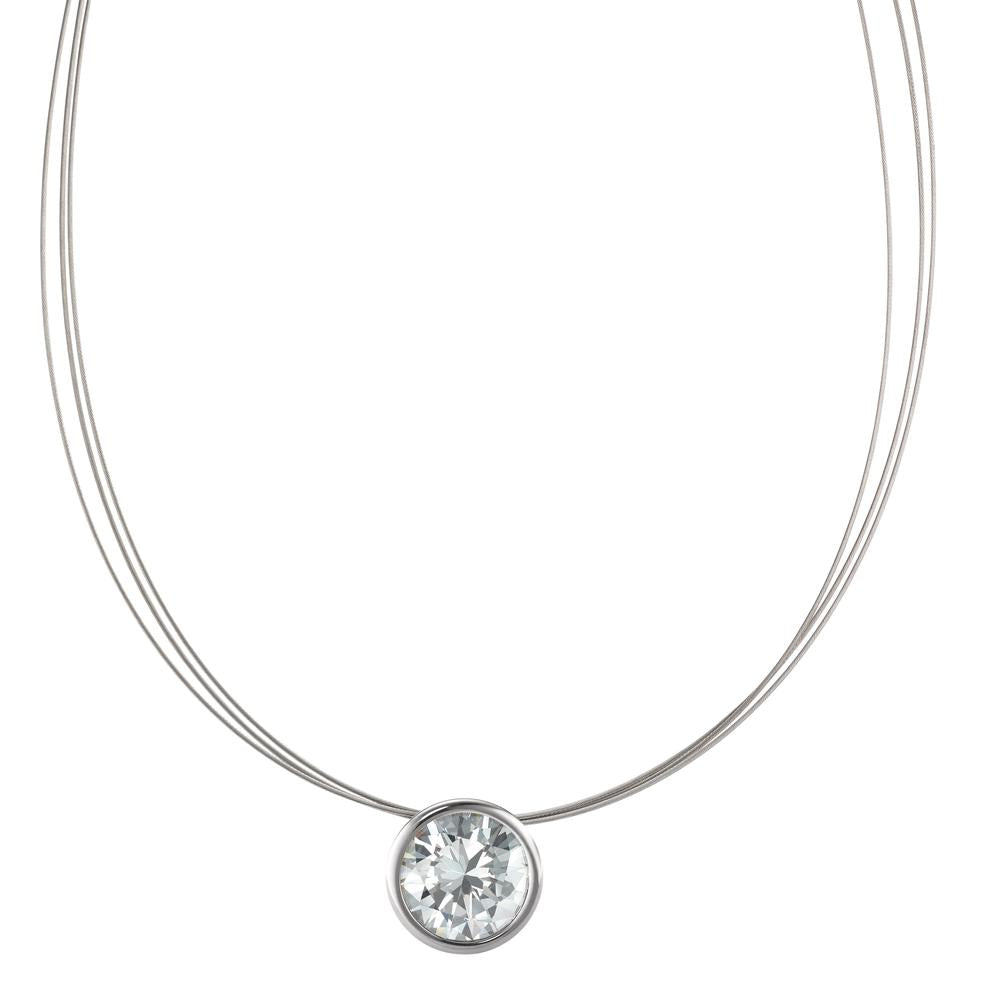 Collier Roestvrijstaal Zirkonia wit 42 cm Ø13 mm