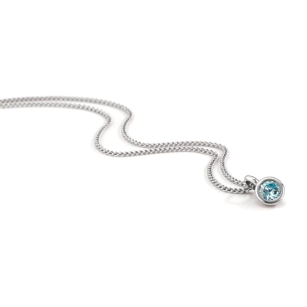 Chaînette avec pendentif Acier inoxydable Zircone bleu 42 cm Ø7 mm