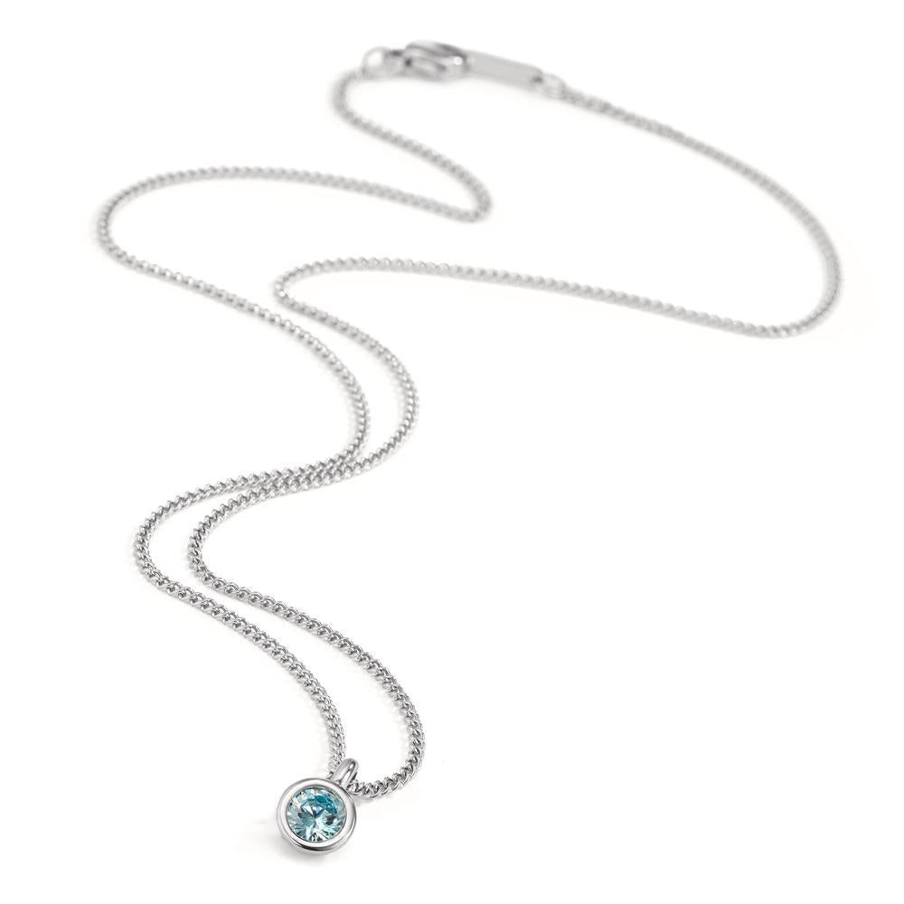 Chaînette avec pendentif Acier inoxydable Zircone bleu 42 cm Ø7 mm