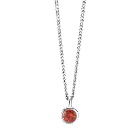 Chaînette avec pendentif Acier inoxydable Zircone orange 42 cm Ø7 mm