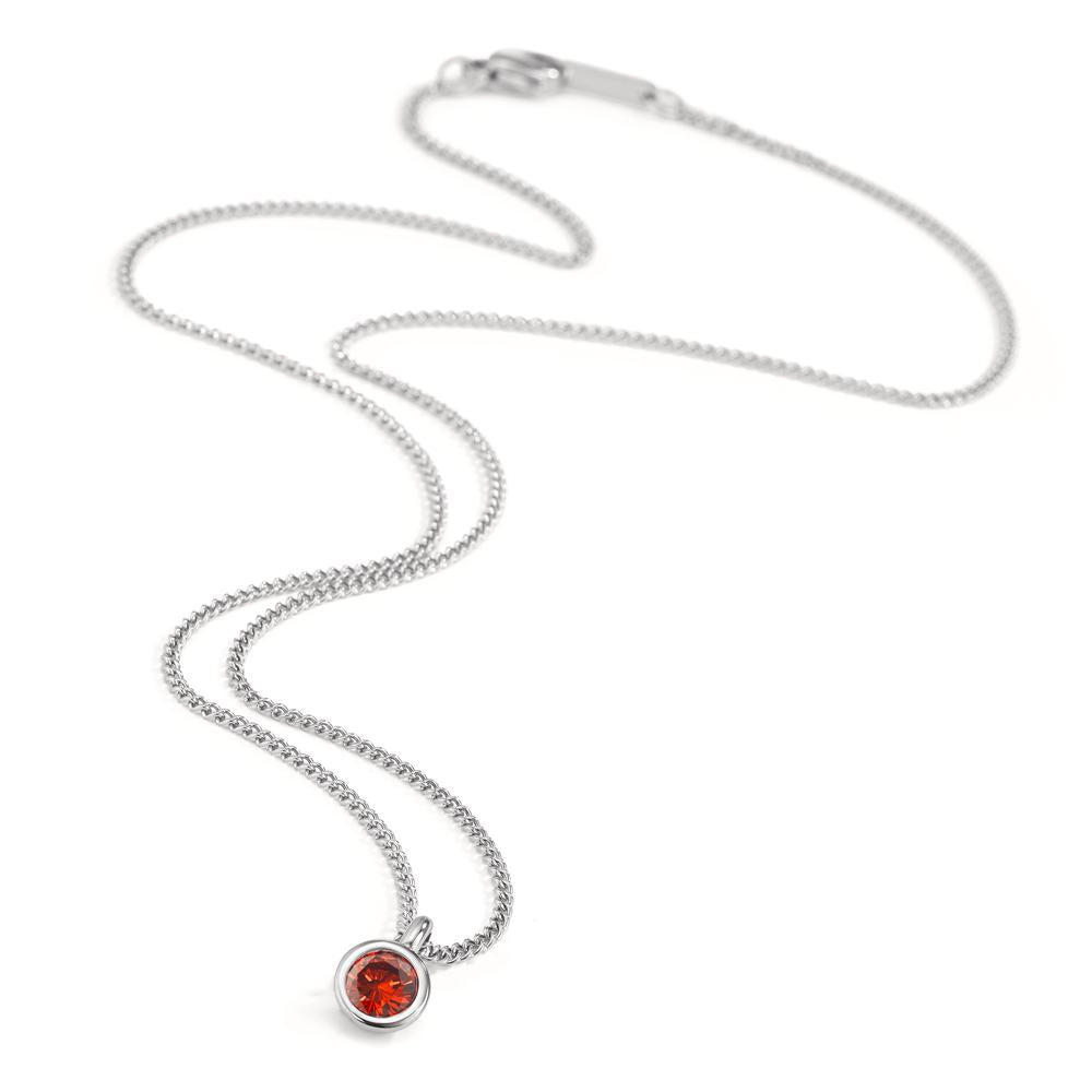 Chaînette avec pendentif Acier inoxydable Zircone orange 42 cm Ø7 mm