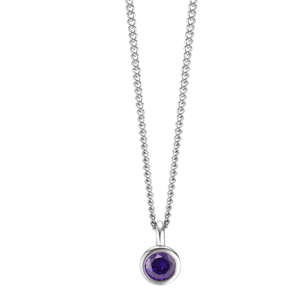 Chaînette avec pendentif Acier inoxydable Zircone violet 42 cm Ø7 mm