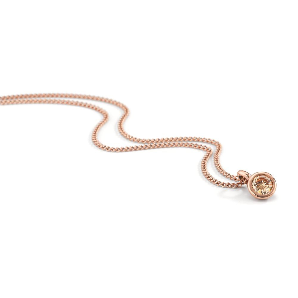 Chaînette avec pendentif Acier inoxydable Zircone rosé PVD 42 cm Ø7 mm